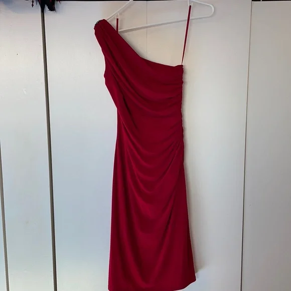 strapless open back dress Ralph Lauren One Shoulder Navy Dress Rental main image 1